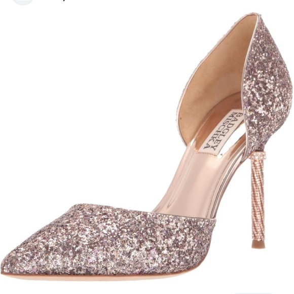 Badgley Mischka Ozara Pointed Toe Stiletto
Heel Rose Gold Glitter new - Picture 1 of 9